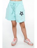 Girls\' shorts with a star, mint NDZ8726 - Online store - Boutique